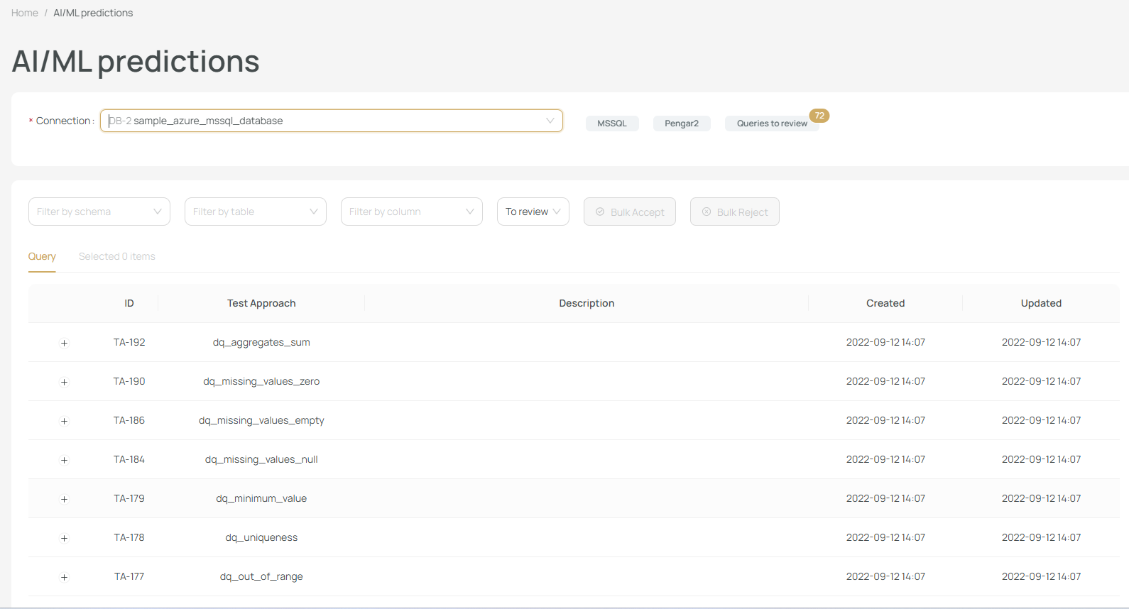 AI Predictions Main Screen